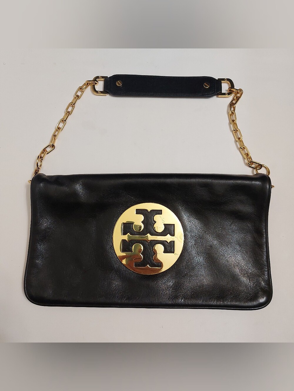 Tory Byrch Black Leather Crossbody Bag Gold m#ToryBurchBlackBag